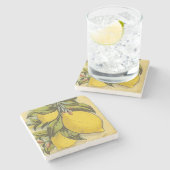 Luscious Lemons Square Steinuntersetzer (Seitenansicht)