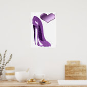 Luscious Lilac Stiletto High Heel Shoe and Heart Poster (Küche)