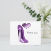 Luscious Lilac Stiletto High Heel Shoe and Heart Postkarte (Stehend Vorderseite)
