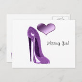 Luscious Lilac Stiletto High Heel Shoe and Heart Postkarte (Vorne/Hinten)