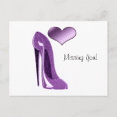 Luscious Lilac Stiletto High Heel Shoe and Heart Postkarte (Vorderseite)