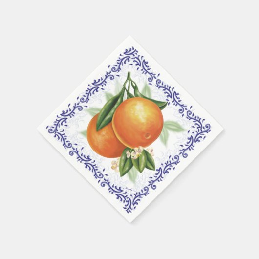 Luscious Orange Toile Cocktail Napkins Serviette (Ecke)