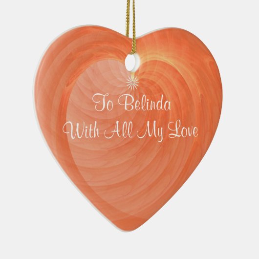 Luscious OrangeHeart Ceramic Keepsake Custom Keramikornament (Rechts)