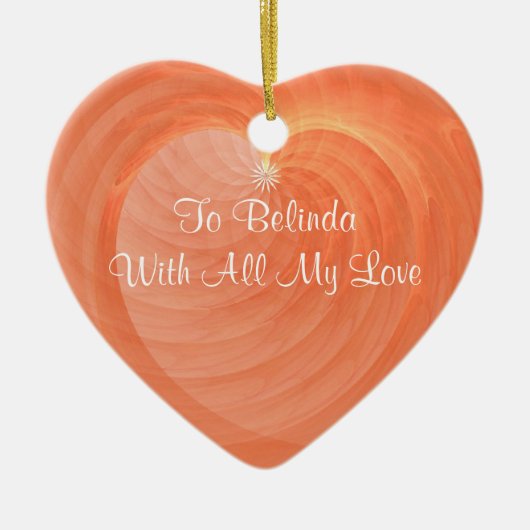 Luscious OrangeHeart Ceramic Keepsake Custom Keramikornament (Vorne)