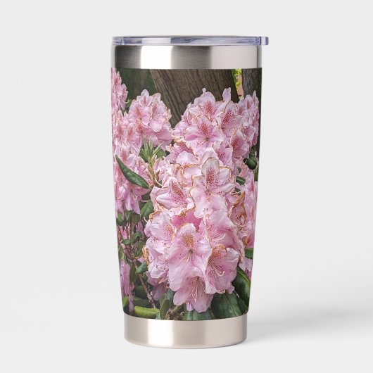Luscious Pink Rhododendron Blooms Floral Thermobecher (Links)
