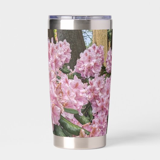 Luscious Pink Rhododendron Blooms Floral Thermobecher (Rückseite)