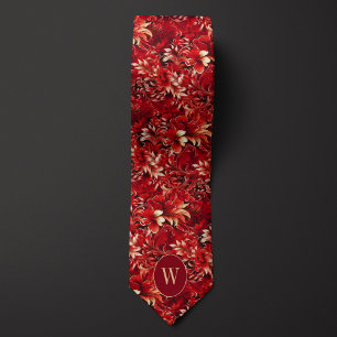 Luscious Red and Cream Floral Krawatte
