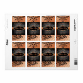 Luscious Vintag Orange Scroll Hochzeitsweinmarke (Vorne)