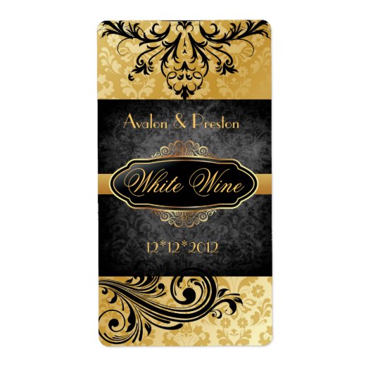 Luscious Vintag Scroll Hochzeitsweinmarke (Vorne)