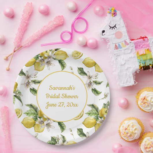 Luscious Zitronen und Grüne Mit Monogramm Pappteller (Party)
