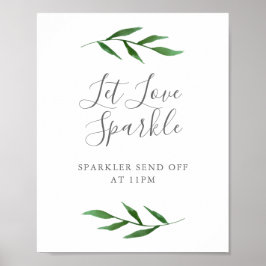 Lush Blätter Elegant Wedding Lassend Liebe Sparkle Poster
