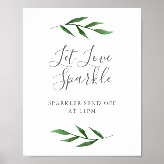 Lush Blätter Elegant Wedding Lassend Liebe Sparkle Poster (Vorne)