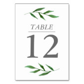 Lush Blätter Elegante Tischnummer Karte (Vorderseite)