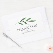 Lush Blätter Elegante Wasserfarbe Vielen Dank Rechteckiger Aufkleber (Umschlag)