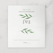 Lush Blätter Elegante Wasserfarben Hochzeitsplatz Platzkarte (Außenseite Aufgefaltet)