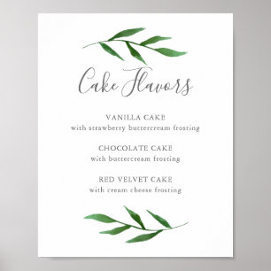 Lush Blätter Elegante Wedding Cake Flavours Menü U Poster
