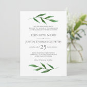 Lush Blätter Elegantes Wasserfarben Hochzeit Einla Einladung (Stehend Vorderseite)