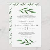 Lush Blätter Elegantes Wasserfarben Hochzeit Einla Einladung (Vorne/Hinten)