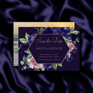 Lush Blossom   Dunkel Lila und rosa Rosenblume Save The Date