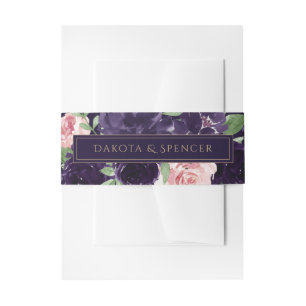 Lush Blossom Dunkle Lila und rosa Rosengarten Einladungsbanderole