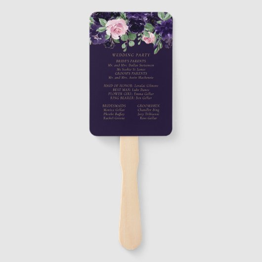 Lush Blossom | Feier der Lila und rosa Rosen Fächer (Rückseite)