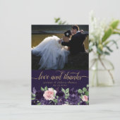 Lush Blossom | Liebe des dunklen Lila und rosa Fot Dankeskarte (Stehend Vorderseite)