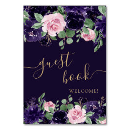 Lush Blossom | Lila und rosa Blumenbuch Tischnummer