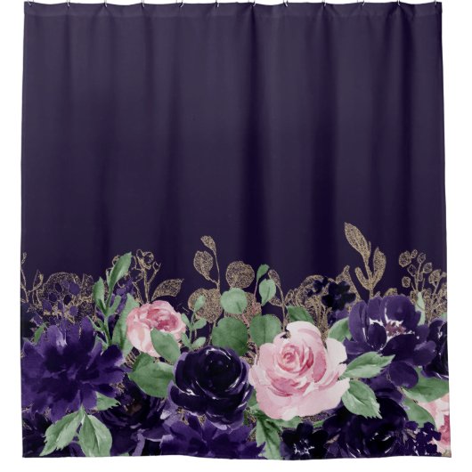 Lush Blossom | Lila und rosa RosenblütenBouquet Duschvorhang (Vorderseite)