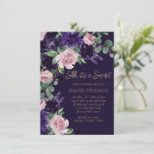 Lush Blossom | Party Lila und rosa Rose Einladung (Stehend Vorderseite)