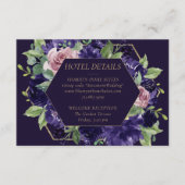 Lush Blossom | Rosa und Lila Kranz-Empfang Begleitkarte (Vorderseite)