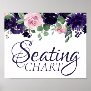 Lush Blossoms Purple and Pink Seating Chart Sign Poster