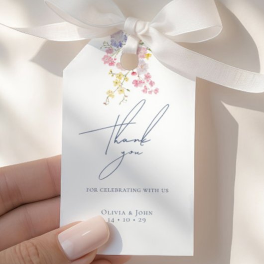 Lush Blue Boho Wildflowers Elegant Wedding Geschenkanhänger