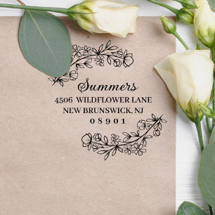 Lush Blume Sprigs Framing Name & Anschrift Gummistempel