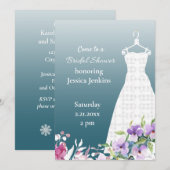 Lush Blume und Dress Bridal Dusche Einladung (Vorne/Hinten)