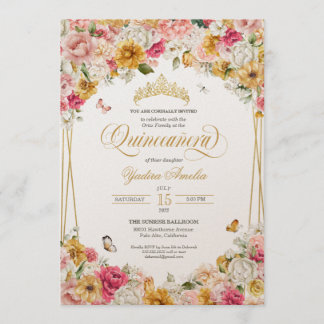 Lush Blush Elegante Blumenläppchen Quinceanera Inv Einladung