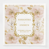 Lush Blush Gold Hochzeitspapier Napkins Serviette (Vorderseite)