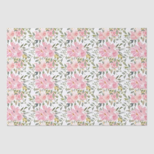 Lush Blush Pink Floral Small Business Packaging Seidenpapier (Vorderseite)