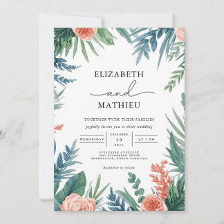 Lush Botanical Frame Wedding Einladung