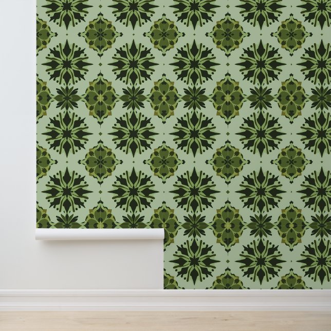 Lush Botanical Mandala Mosaic Muster Tapete (Anwendung)