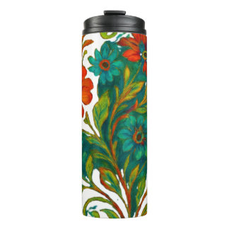 Lush Botanical Print - Vibrant Flowers and Leaves  Thermosbecher