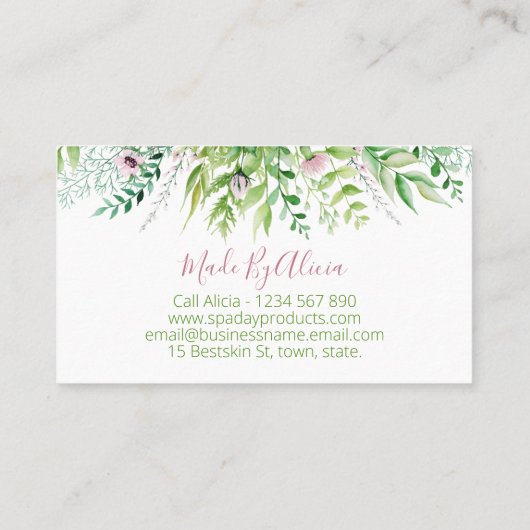 Lush Bouquet DIY Handmade Wellness-Center Bath Ski Visitenkarte (Rückseite)