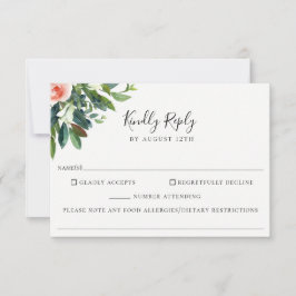 Lush Bouquet Wedding Food Allergy RSVP Card Karte