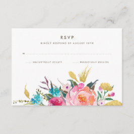 Lush Bouquet Wedding RSVP Karte