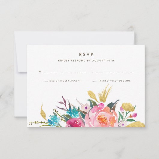Lush Bouquet Wedding RSVP Karte (Vorderseite)