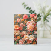 Lush Bouquet with Salmon Roses Postkarte (Stehend Vorderseite)
