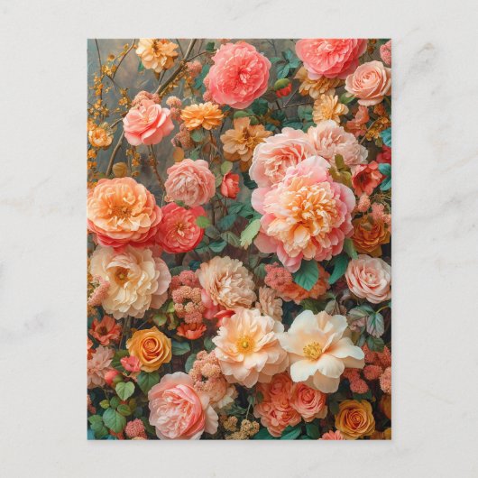 Lush Bouquet with Salmon Roses Postkarte (Vorderseite)