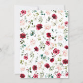 Lush Burgundy Blush Roses Floral Boho Wedding  Einladung (Rückseite)