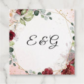 Lush burgundy Blütengoldrahmen boho Hochzeit Geschenkanhänger (Vorderseite)