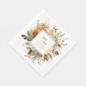 Lush Burnt Orange Fall Floral & Greenery Paper Serviette (Ecke)