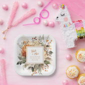 Lush Burnt Orange Fall Floral & Greenery Pappteller (Party)